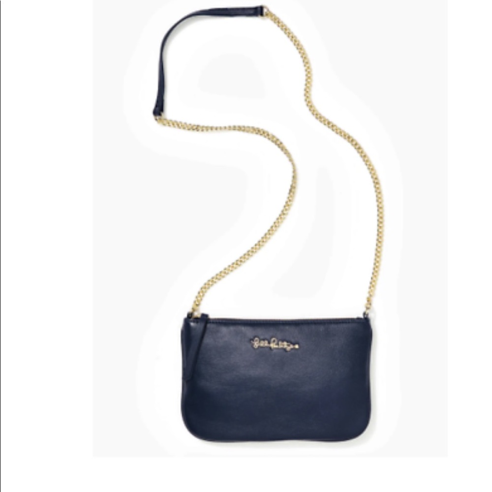 LILLY PULITZER Cruisin' Navy Leather Crossbody Bag Purse